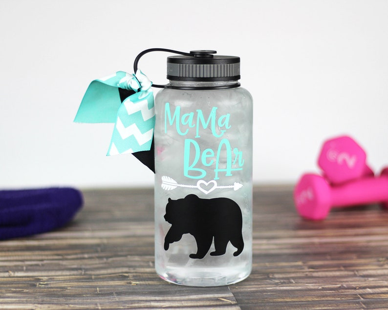 Mama Bear Water Bottle With Time Reminders Motivational Water Etsy Canada