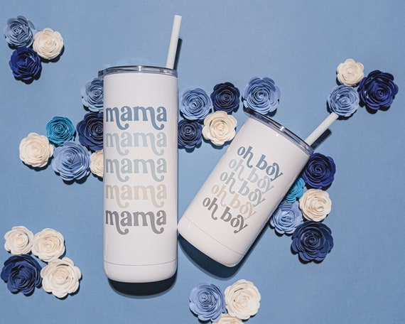 Mother Son Matching Boy Mom Tumbler Mommy and Me Cups Cute Tumbler Cups Mommy and Me Tumbler Set Custom Skinny Metal Tumbler 