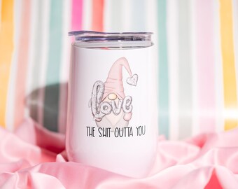 Valentine Gnome | Stemless Wine Tumbler | Galentines Day Gift | Valentine's Day Gift for Her | Best Valentine's Day Gift for Her