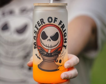 Beer Can Glass | Skull Tumbler | Iced Coffee Cup | Goth Tumbler | Frosted Glassware | Iced Coffee Glass | Nightmare Before Christmas