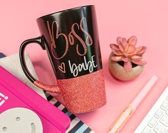 Boss Babe Glitter Coffee Mug, Boss Babe Cup, Glitter Boss Cup, Cute Boss Coffee Cup, Sassy Mug, Regalo para el jefe, Regalo para un amigo,