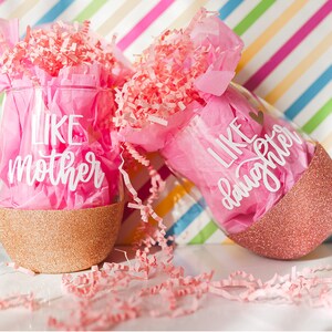 Like Mother Like Daughter Personalized Wine Glasses | Gift For Mom | Mother's Day From Daughter | Mommy and Me Stemless Wine Glasses Mother & Daughter