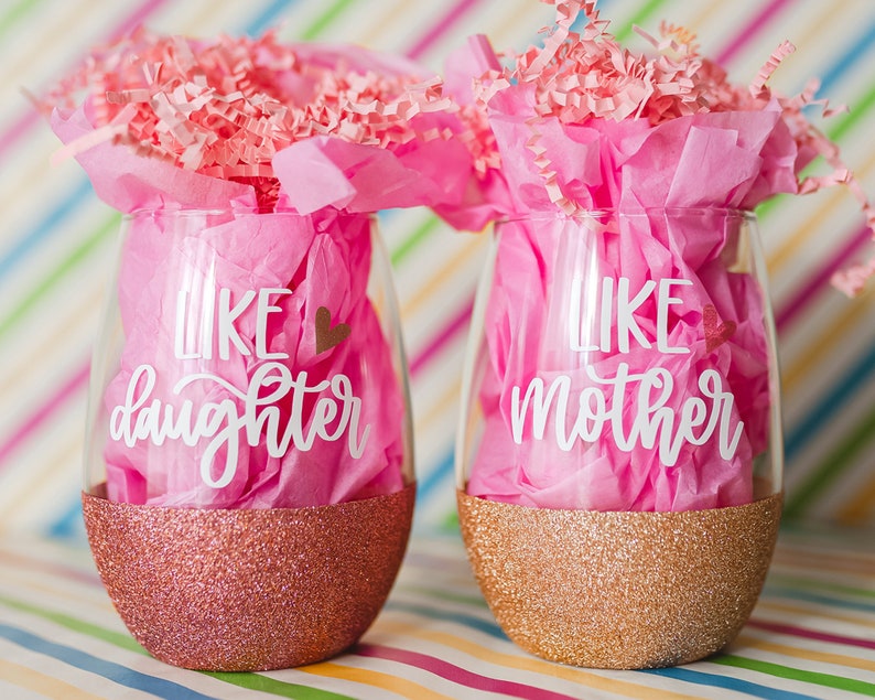 Like Mother Like Daughter Personalized Wine Glasses | Gift For Mom | Mother's Day From Daughter | Mommy and Me Stemless Wine Glasses image 5