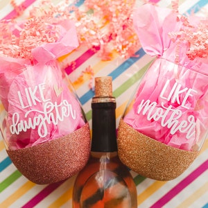 Like Mother Like Daughter Personalized Wine Glasses | Gift For Mom | Mother's Day From Daughter | Mommy and Me Stemless Wine Glasses image 6