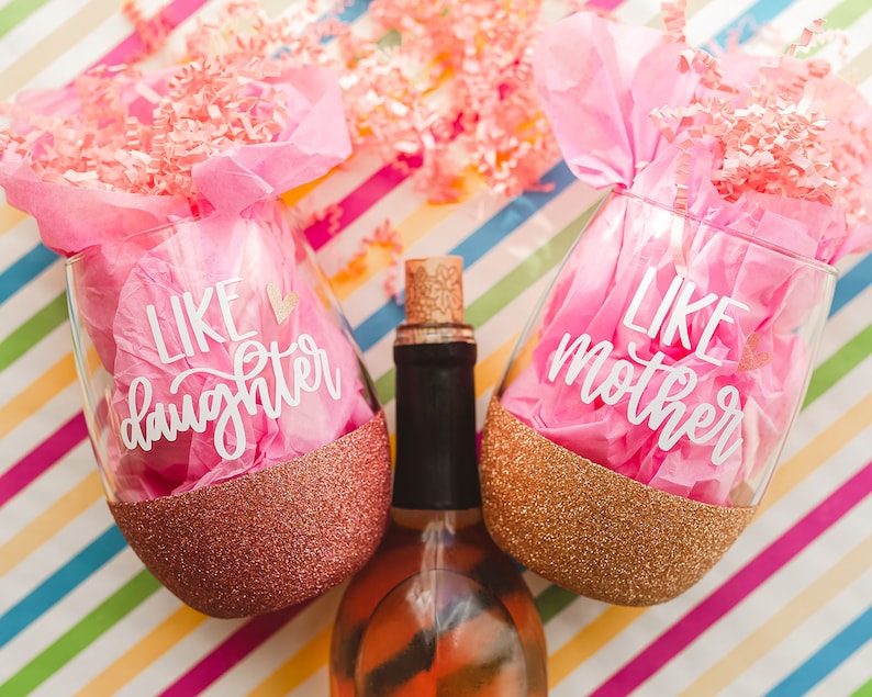 Like Mother Like Daughter Personalized Wine Glasses | Gift For Mom | Mother's Day From Daughter | Mommy and Me Stemless Wine Glasses image 6