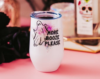 Here For The Boos | Halloween Glasses | Ghost Mug | Halloween Wine Glasses | Halloween Tumbler Cup | Pastel Halloween | Spooky Tumbler