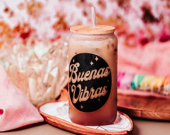 Iced Coffee Cup | Cafecito | Beer Can Glass | Cafecito Glass Cup | Iced Coffee Glass | Good Vibes Only Mug | Iced Coffee Tumbler