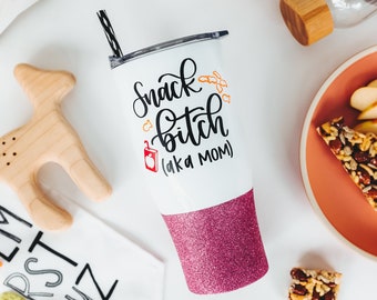 Funny Mom Tumbler with Straw | Glitter Travel Mug | Mom Life Tumbler | Gift for Mom | F Bomb Mom | Mom Glitter Dipped Tumbler | I'm That Mom