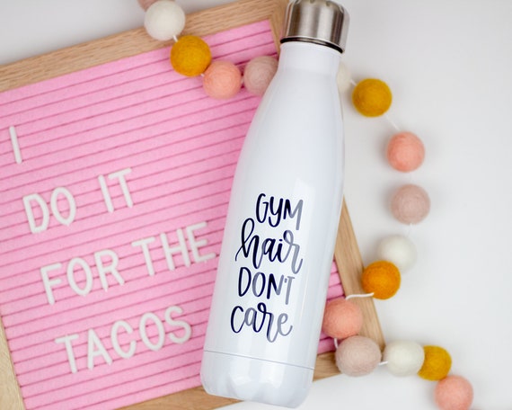 Gym Hair Don't Care Edelstahlflasche | Personalisierte Wasserflasche | Mom Trinkflasche | Gym Flasche | Konische Flasche | Wasserflasche Tumbler