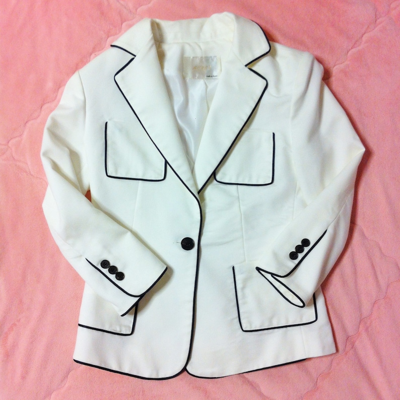 Vintage Classic White Blazer White Black Blazer White Blazer Vintage White Blazer Jacket 90s White Blazer White Fitted Blazer Jacket