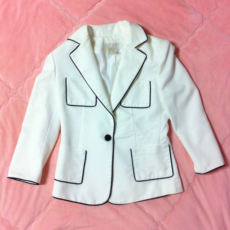 Vintage Classic White Blazer White Black Blazer White Blazer Vintage White Blazer Jacket 90s White Blazer White Fitted Blazer Jacket