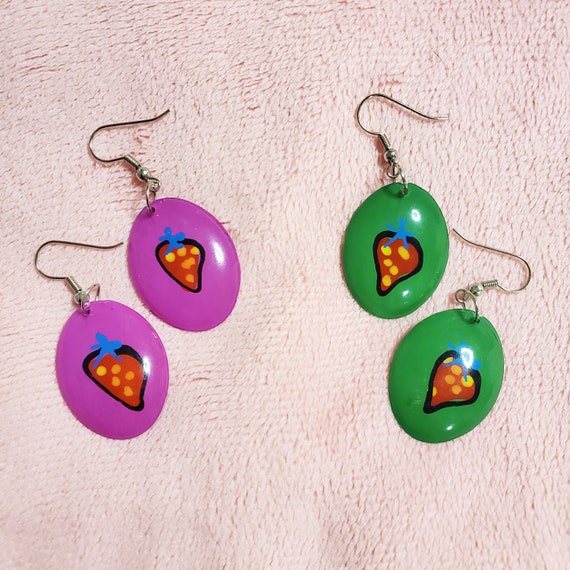 Strawberry Earrings, Strawberry Fruit Earrings, 90