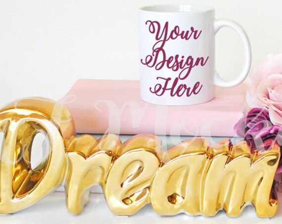 Blank Mug Template Coffee Mug Mockup Dream Roses Pink