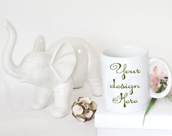 Coffee Mug Mockup Blank Mug Template Elephant White Book
