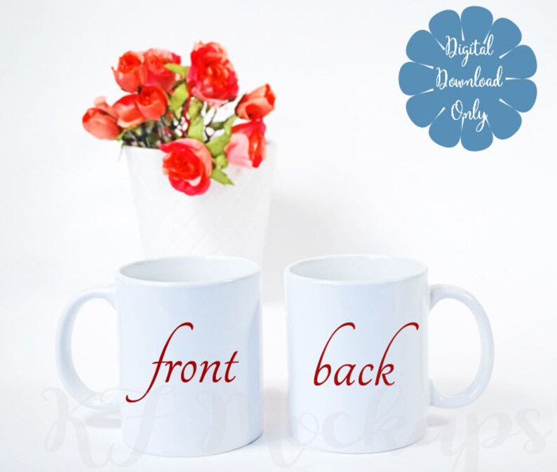 His and Hers two mug mock up 2 mug mockup Flower Red | Etsy