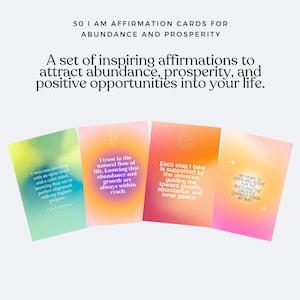 Cartes d'affirmation pour l'abondance et la prospérité | Téléchargement numérique imprimable | Cartes de manifestation pour l'état d'esprit, la tenue d'un journal, les tableaux de visualisation