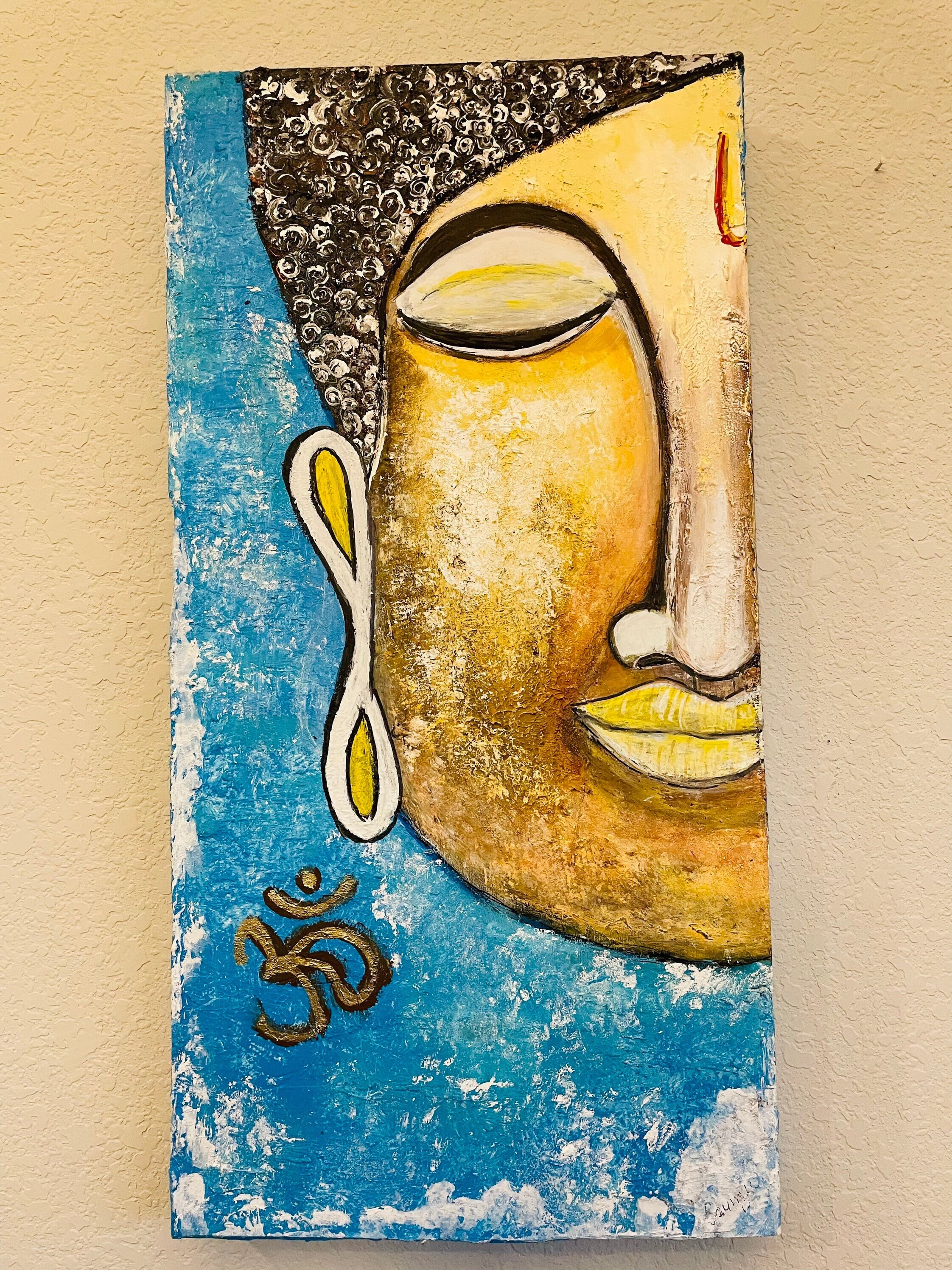 Hand Painted Wall Art Buddha Painting Acrylic on Canvas photo