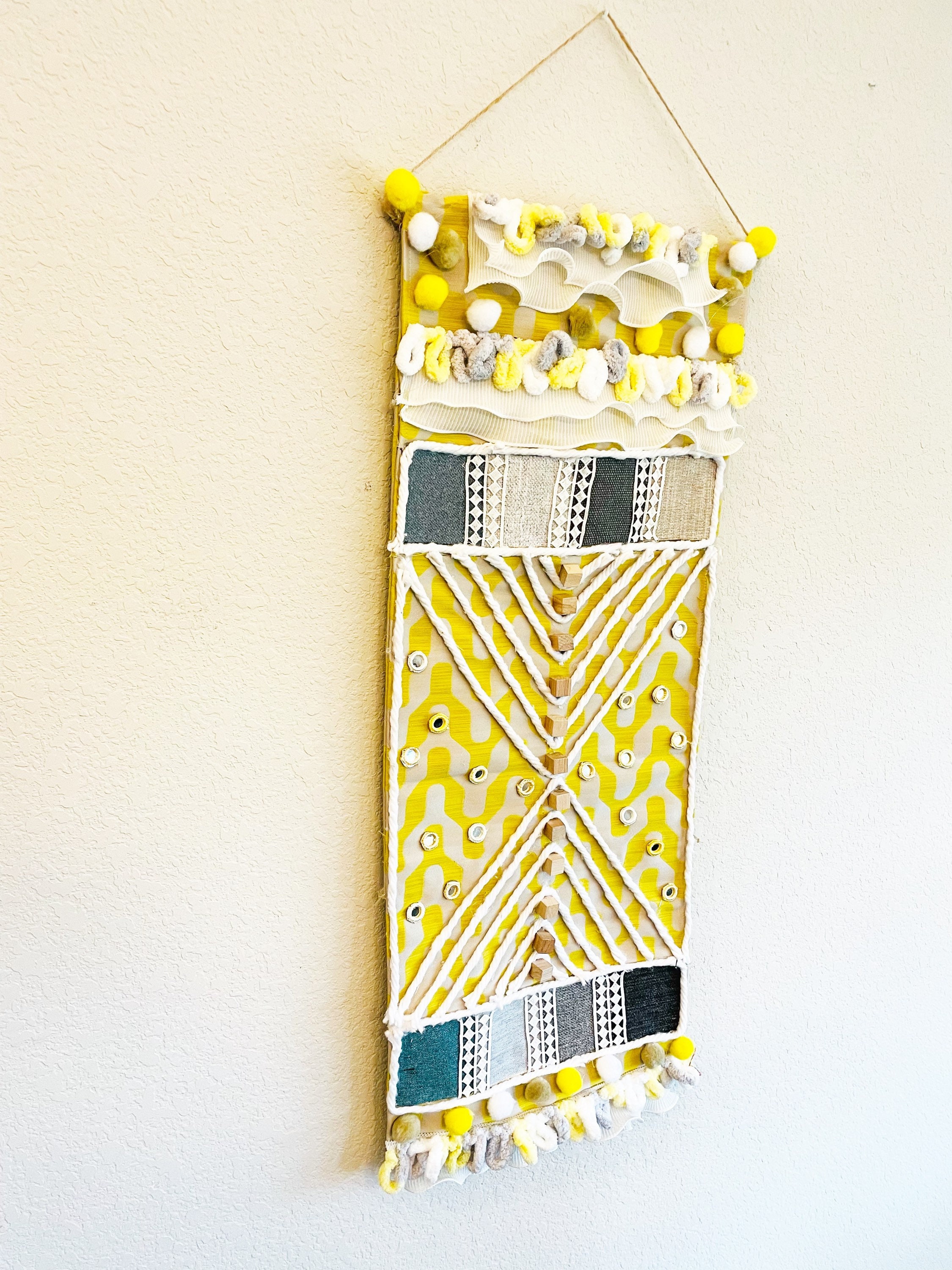 Handmade Yellow and White Wallhanging, Boho Eclectic Wall Decor ...