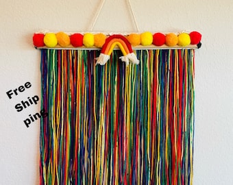Rainbow macrame , wall decor , hand made . Original . Unique gift nursery decor