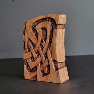 Zippo butane insert . Oak hand carved case. Custom Initials engraving