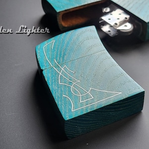 Silver Inlay Ash Wood Lighter: Handcrafted Windproof Gift