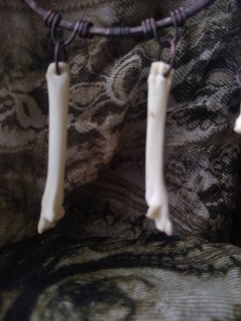 Ethically sourced found natural bone jewelry upcycled pure copper with patina vegan suede witch urban primitive primal necklace