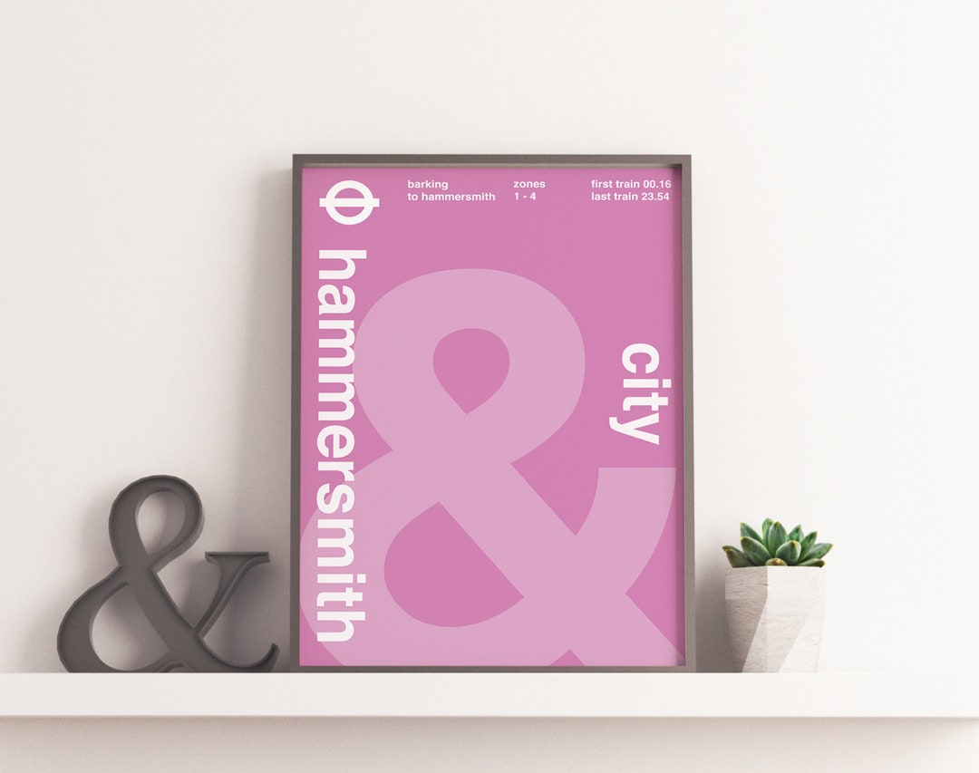 Hammersmith and City Line Typographic Art Print, London Underground