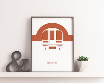 Vintage Central Line Print - London Underground Art - Urban Subway Poster Decor