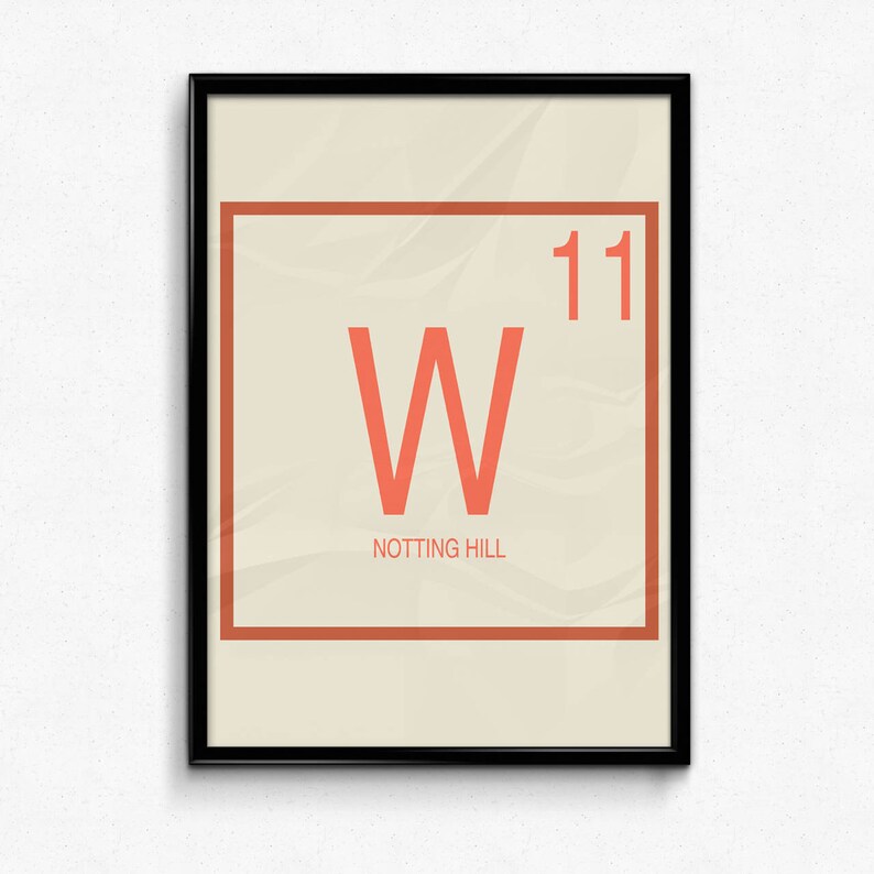 Notting Hill Art Print, W11 Postcode Art Print, London Print, London ...