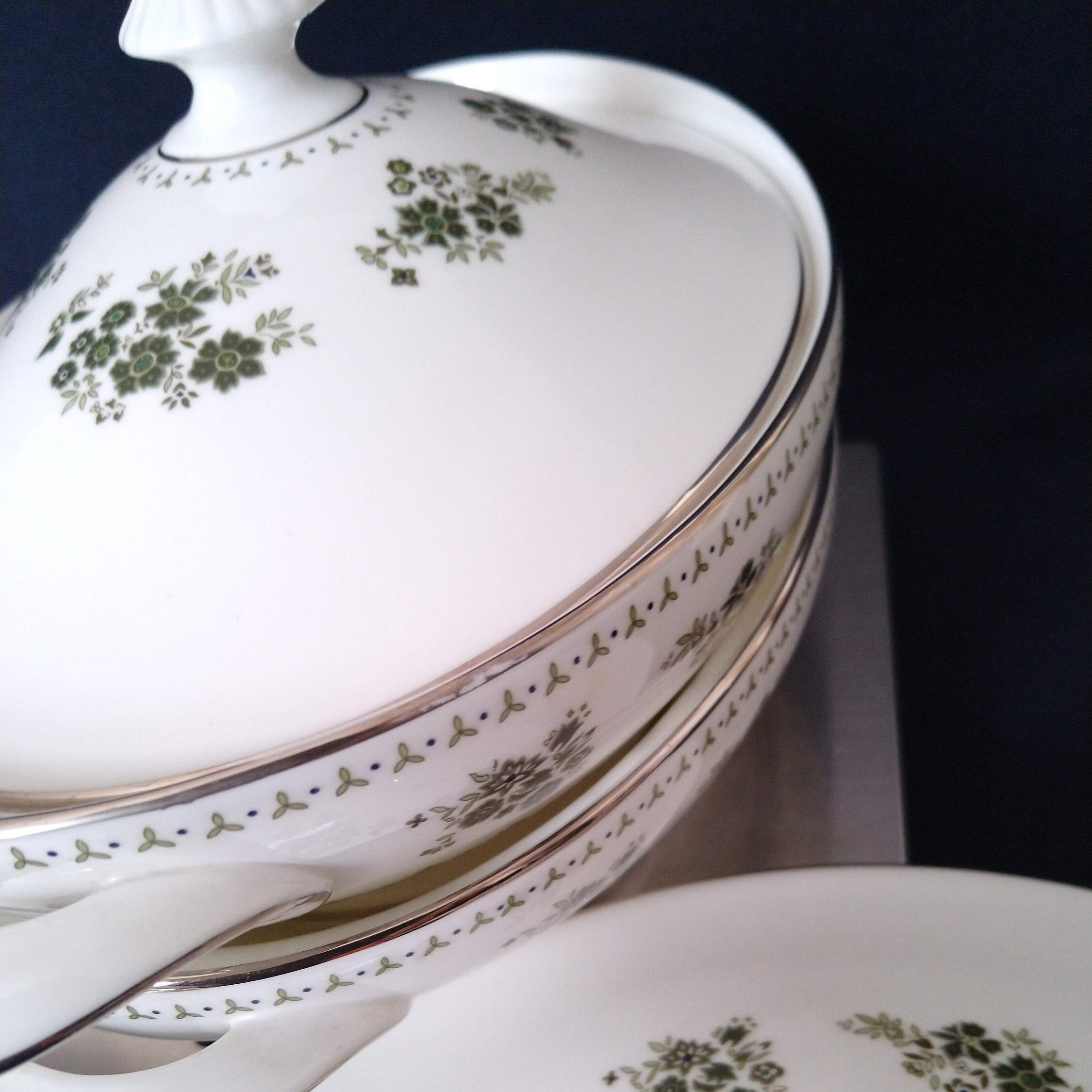 Royal Doulton Fine China Green Transferware Tureen with Etsy