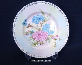Vintage Japanese Blue & White Floral Porcelain China Plate Mums Hydrangea Lilies Vintage Japanese Blue & White Floral Porcelain China Plate Mums Hydrangea Lilies