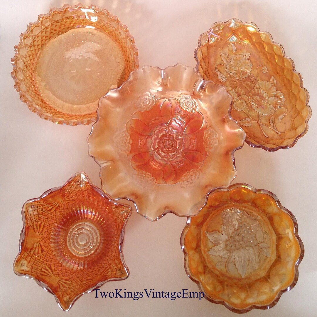 Burnt Orange Carnival Glass Candy Bowl/small Fruit Bowl by Etsy