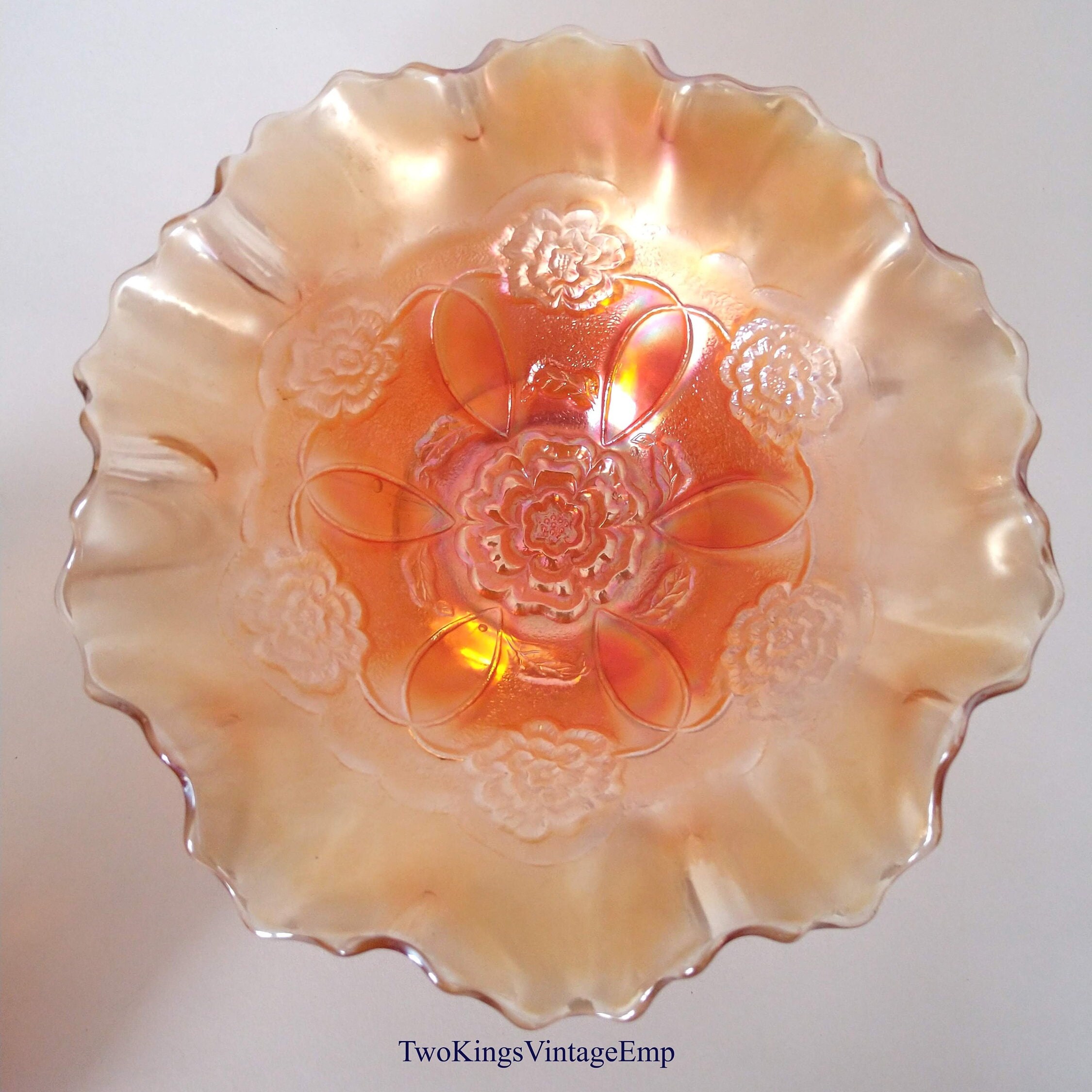Burnt Orange Carnival Glass Candy Bowl Small Fruit Bowl By Etsy