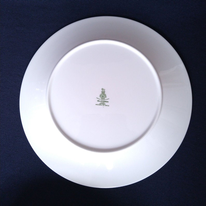 White Dinner Plates Set Olive Green Transferware Florals Etsy