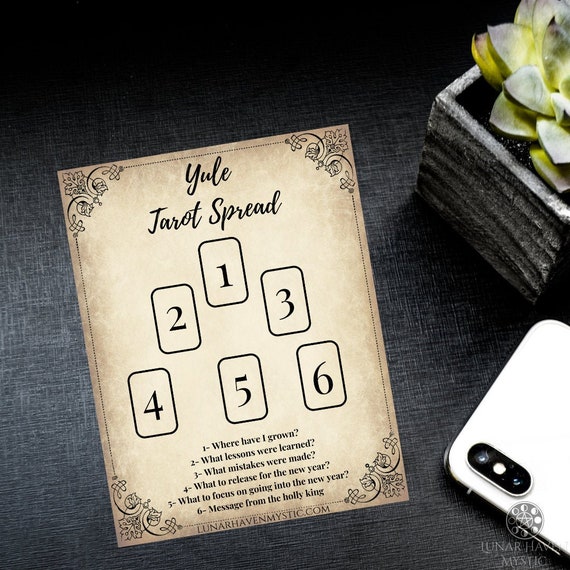 Pagan Yule Tarot Card Spreads for Book of Shadows Printable Tarot Card Spread for Christmas