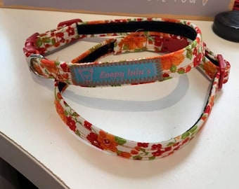 Orange flower adjustable dog collar