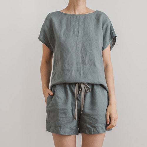 Linen Sleepwear Linen Pajama Set 