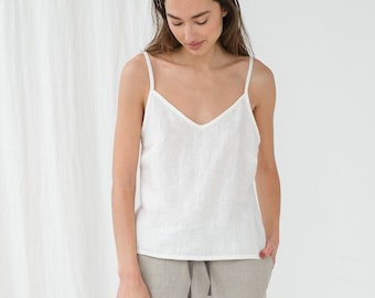 VENTE - Haut en linge de saumon doux taille S - Haut en linge sans manches - Chemisier rose en linge - Camisole en linge - Haut sans manches en linge - Haut cami TILDA