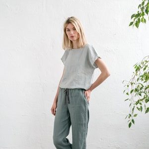 Linen sleepwear - Linen pajama set - Linen pajama pants - Linen nightwear - Soft linen pyjama - Linen PJ's - AUDREY top and EVA pants