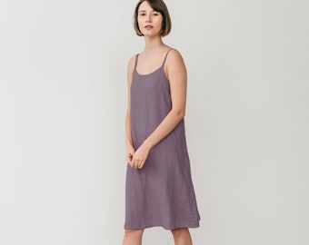 Linen night dress for women - Slip dress with adjustable straps - Camisole dress - Linen midi dress - Nightie women - ADELA cami dress