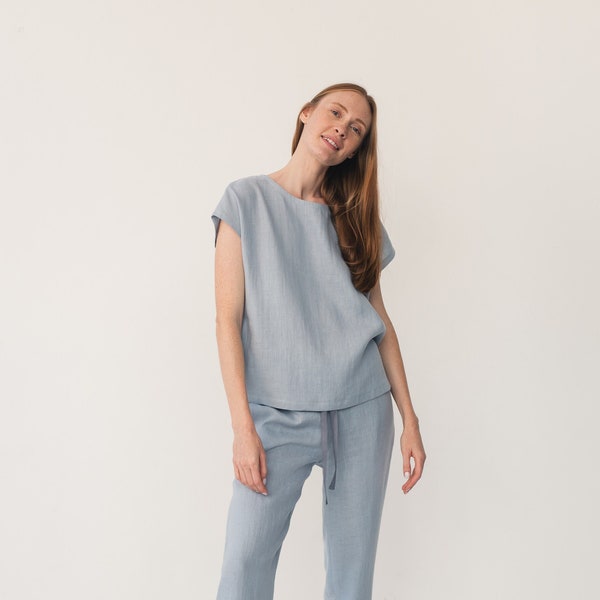 Linen matching set - Leisure suit - Two piece loungewear - Summer wear - Clothing for women - Resort wear - AUDREY top and EVA pants