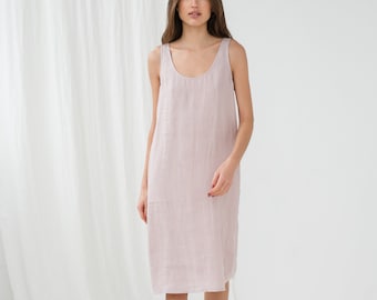 Linen dress for women - Linen summer dress - Washed linen dress - Loose dress - Straight dress - Linen dress pockets - UMA sleeveless dress