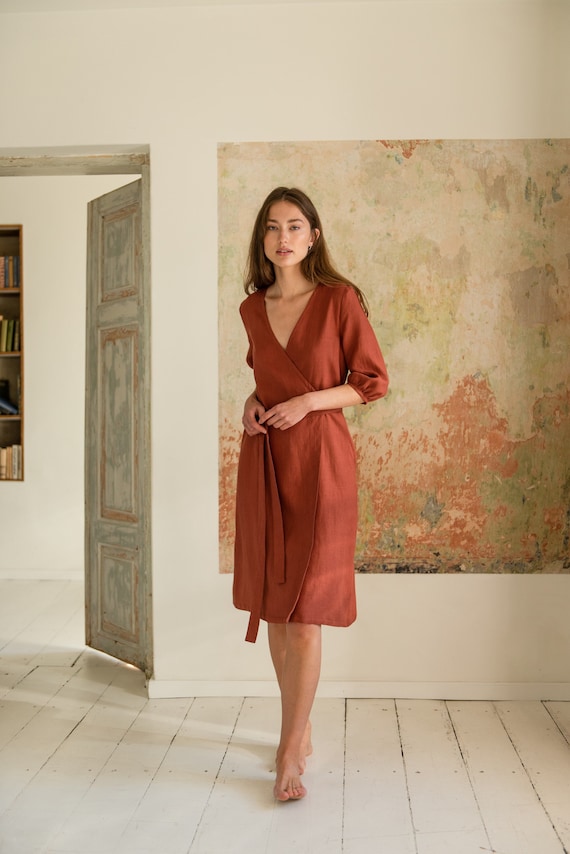 Linen dress v neck top
