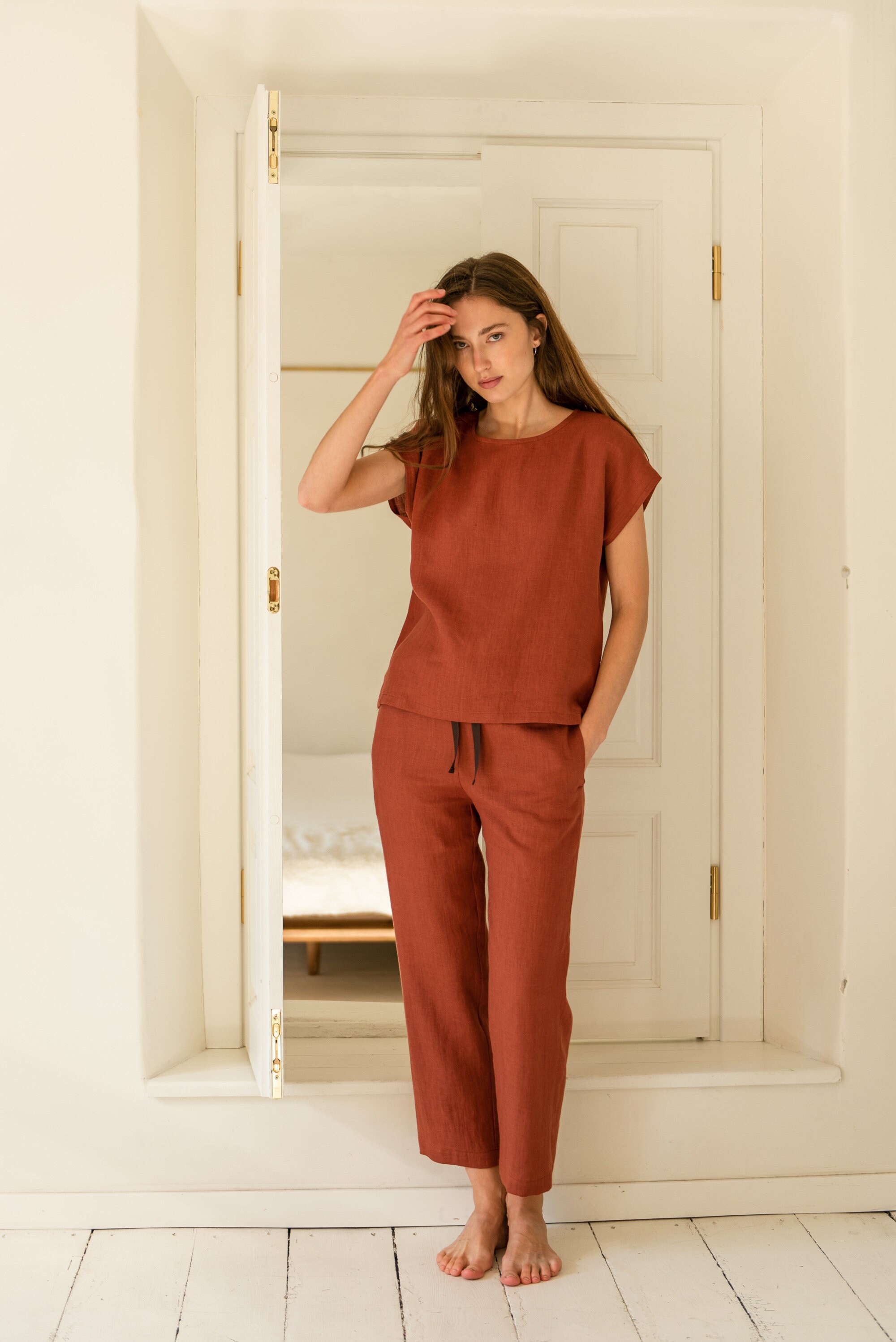 Linen Pajamas Women Linen Pajama Set Women's Sleepwear - Etsy Singapore