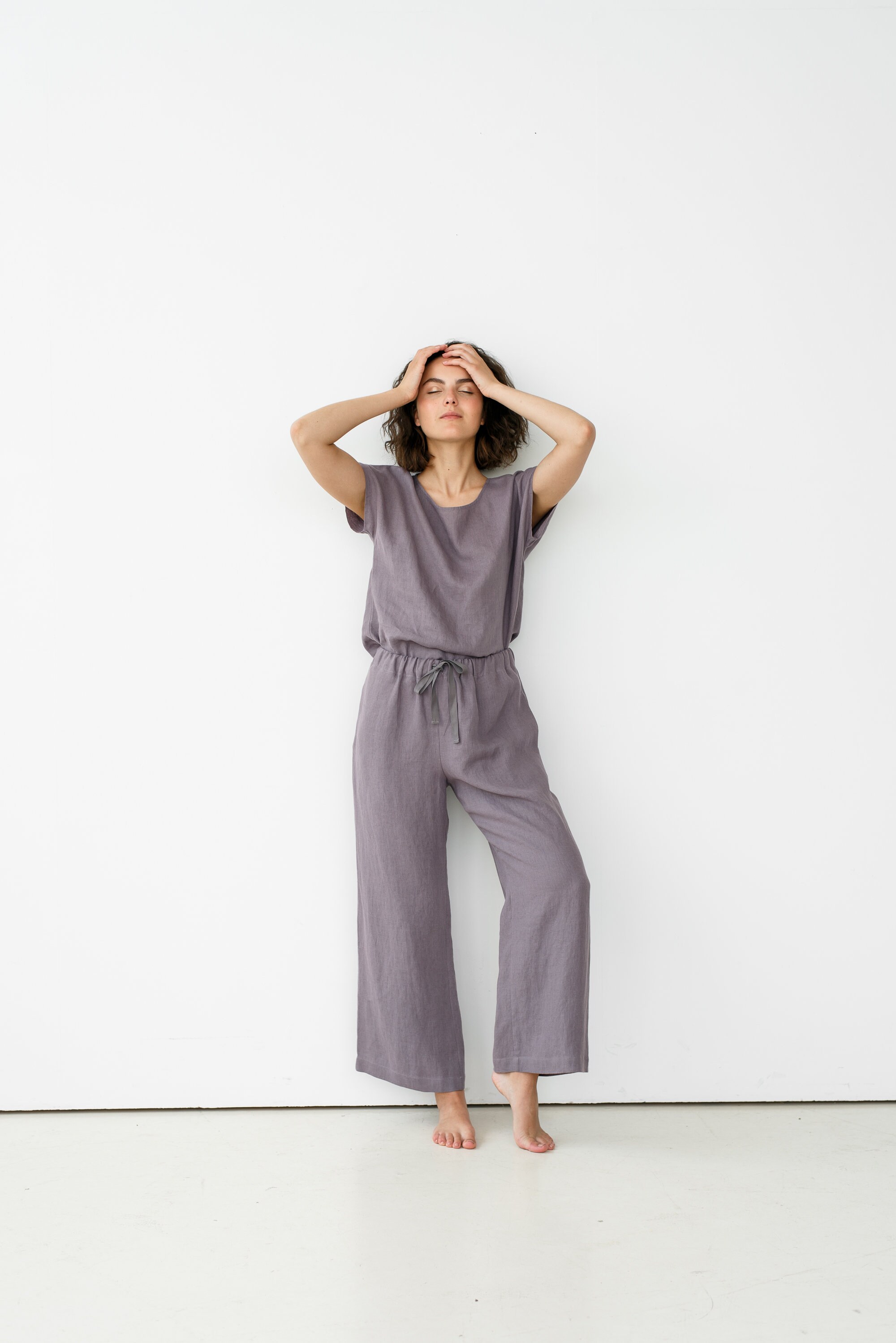 Wide Leg Pants Linen Linen Pyjamas Linen Sleepwear | Etsy