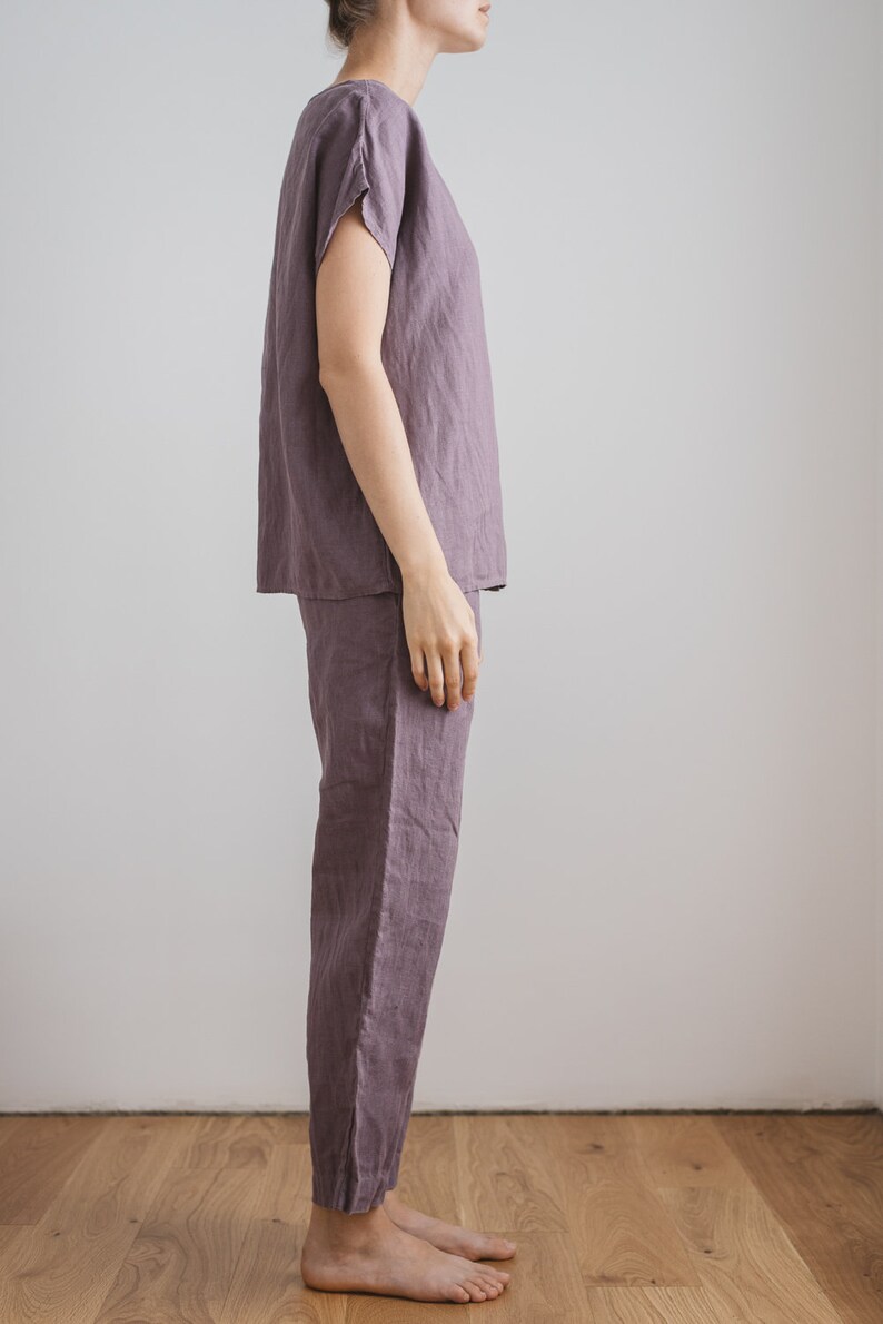 Linen sleepwear Linen pajamas Linen pyjama set PJ Set Linen homewear Linen night wear Night suit PJ pants set Linen pants