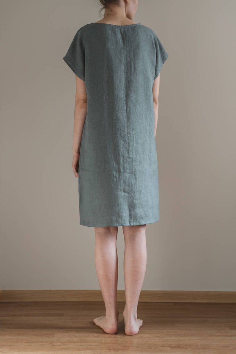 Tomato Linen Mix Long Shift Dress