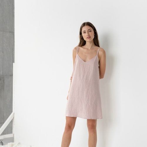 Robe nuisette en lin - Robe en lin pour femme - Nuisette en lin - Caraco pour femme - Robe à bretelles en lin - Robe midi - Robe d'été - Robe caraco TILDA
