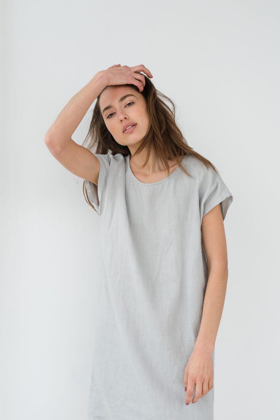 light grey linen dress White Linen Maxi Dress A-Line