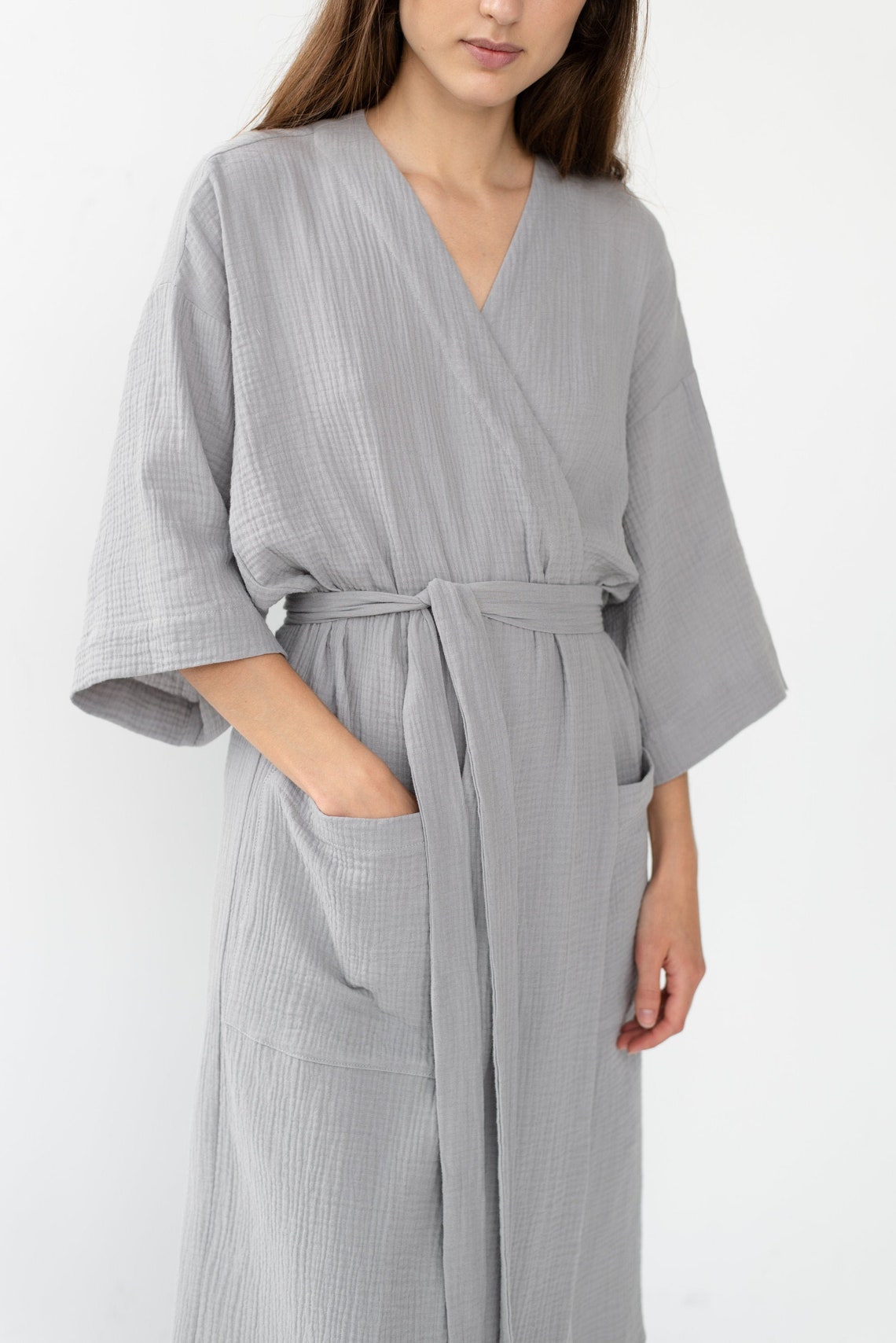 Cotton kimono robe/ Cotton bathrobe women/ Muslin robe with Etsy